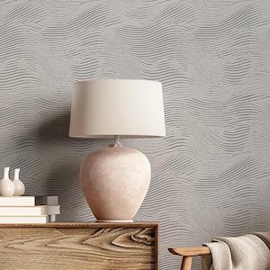 Modern Textured Peel & Stick Wallpaper, Neutral Abstract Wallpaper, Sophisticated 3D Effect Wallpaper, Luxury Wave Wall Art, Textured Mural