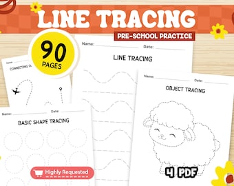 Tracing Worksheets Bundle: 90 Line Trace Pages for Preschool (PDF)