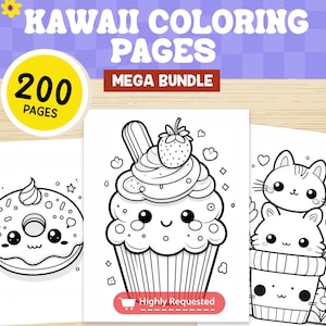 Coloriages kawaii | Audacieux et facile | 200 pages | Coloriages mignons | Coloriages amusants | Pour les enfants et les adultes |  8,5 x 11 po.