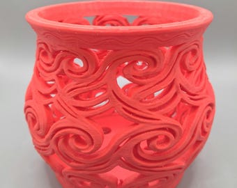 Red  Swirl 4" Orchid & Air Plant Pot