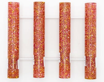 M020-001 Alumilite Pen Blanks by DPP© Diamond Pen Pal©! REGULAR & CHUBBY! Clear with Gold, Silver, Magenta Glitter - Major Fall Vibes!