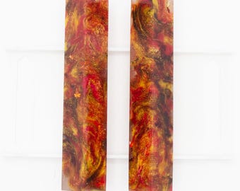 M004-001 Alumilite Pen Blanks by DPP Diamond Pen Pal! REGULAR & CHUBBY! Rich Fall Autumn Colors - Red, Gold, Brown, Clear with Leaf Glitter!