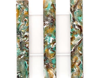 M109-001 Alumilite Pen Blanks by DPP© Diamond Pen Pal©! REGULAR & CHUBBY! Pearly Teal, Sparkly Gold, Black and Brown! Glitter and Flakes!