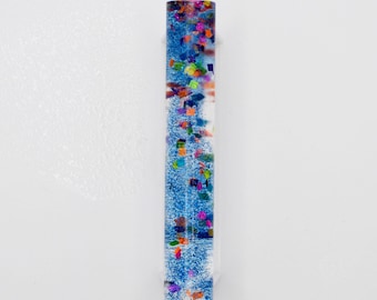 M063-001 Alumilite Pen Blanks by DPP© Diamond Pen Pal©! REGULAR & CHUBBY! Rainbow Cubes and Blue Microglitter in Transparent Blue!