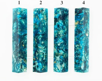 R097-001 Alumilite Pen Blanks by DPP© Diamond Pen Pal©! REGULAR & CHUBBY! Gorgeous Greens, Teals, Sparkly Gold, Glitter and Flakes!
