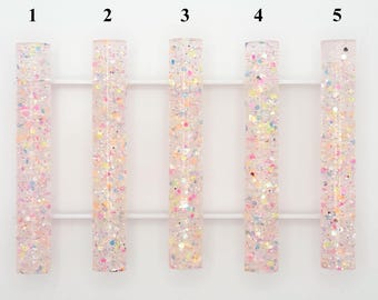 M093-002 Alumilite Pen Blanks by DPP© Diamond Pen Pal©! REGULAR & CHUBBY! Super Sparkly Neon Rainbow and Silver Glitter in Clear!