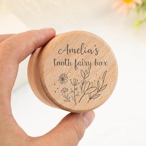 Caja del Hada de los Dientes, Regalo Personalizado, Caja de Madera para Dientes, Caja de Recuerdo Grabada, Baratija de Madera, Maceta de Madera Maciza, Soporte para Dientes Perdidos, Regalo para Bebé Recién Nacido