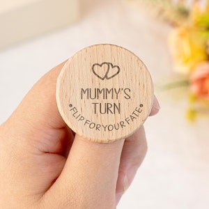 Moneda con decisión de nuevos padres, regalo para baby shower, moneda con decisión de padres, regalo para recién nacidos, regalo para bebés, turno de mamá, turno de papá, toma de decisiones