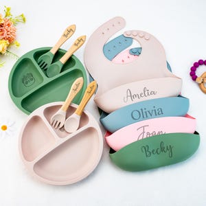 Personalized Engraved Baby Dining Set,Toddler Feeding,Children Weaning Set,Custom Name Bowl Plate,1st Birthday Gift,Feeding Set with Name