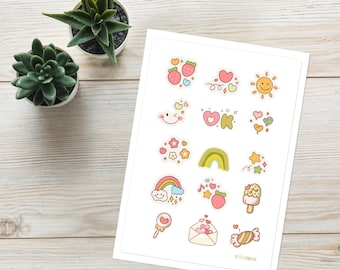 Kawaii-stickervel: planner, decoratieve plakboekstickers (kiss cut)
