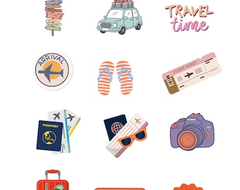 Vel reisstickers: kawaiiplanner, plakboek, decoratieve reistijdstickers