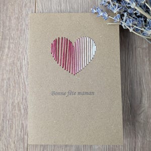 Carte de voeux / carte de vœux fête des mères / fête des mères / carte maman / bonne fête maman / papier Kraft / carte fait main / broderie