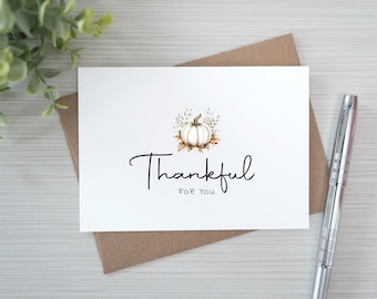 Watercolor Pumpkin Thanksgiving Card, Thankful For You