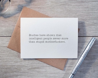 Intelligent People Swear Card | Funny Sarcastic Adult Greeting