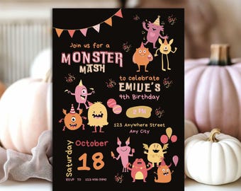 Editable Monster Mash Halloween Birthday Invitation (Digital Download)