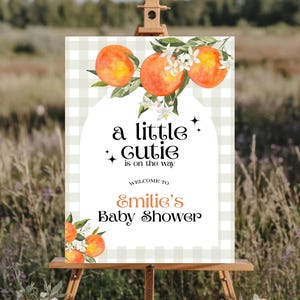 A Little Cutie Welcome Sign Editable Template, A Little Cutie Is On The Way Baby Shower Welcome Poster, Girl Baby Shower Decor