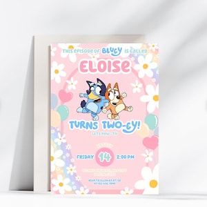 Bluey birthday invitation. birthday invitation, Birthday Girl party invite, bluey birthday party invite, Bday Party Invite, Canva Editable