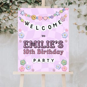 Bienvenue, bracelet de l&#39;amitié de mon époque anniversaire, signe d&#39;anniversaire de fille, modèle de toile modifiable imprimable en téléchargement numérique de l&#39;époque d&#39;anniversaire