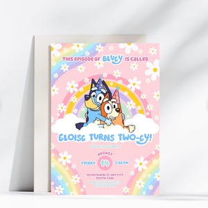 Bluey birthday invitation. birthday invitation, Birthday Girl party invite, bluey birthday party invite, Bday Party Invite, Canva Editable