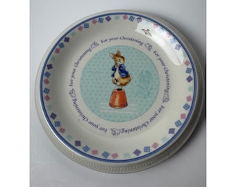 Plato de bautizo de Peter Rabbit de Wedgwood, Beatrix Potter, porcelana fina, 15 cm (6 pulgadas), 2002