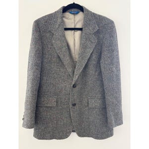 Vintage Pendleton Tweed Blazer Gray Multi-Color Fleck Elbow Patches USA Size 38