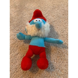 Vintage The Smurfs Papa Smurf Plush Toy By Nanco 11&quot; Tall