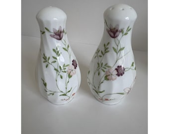 Set di saliera e pepiera Wedgwood Meadow Sweet in porcellana fine, prodotto in Inghilterra, vintage.