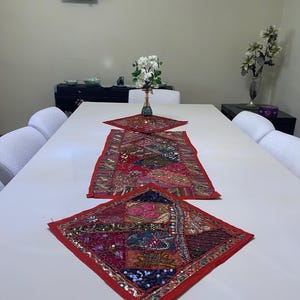 Three Piece Termeh Table Runner -Red