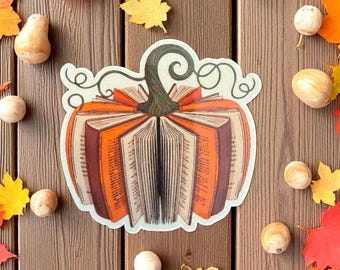 Pumpkin Book Sticker: Fall Reading, Cozy Autumn Journal