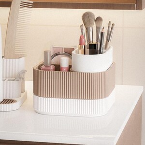 Minimalist Stackable Makeup Organizer Cube | Modular Cosmetic Storage
