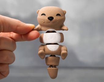 Flexi Otter Volwassene Speelgoed Magnetisch Hand-in-Hand Otter Vriend 3D Geprint Fidget Dier voor Bureau Decoratie Cadeau LeHa Design
