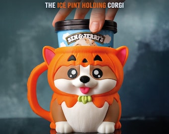 Kevin de Corgi-ijspinthouder | 3D-geprinte pompoenhoodie