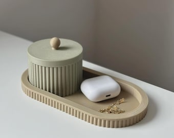 Minimalistische set met dienblad en opbergdoos: 3D-geprinte opberger