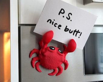 3D-geprinte Krab Notitiehouder Fotoclip Koelkastmagneet Grappig Bureauaccessoire Schattige Dierendecoratie Cadeau-idee PLA Handgemaakt LeHa