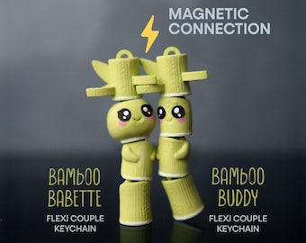 Magnetische Bamboe Vrienden Sleutelhanger Set Hand-in-Hand Fidget Speelgoed 3D Geprint Cadeau voor Hem Haar Bureaudecoratie