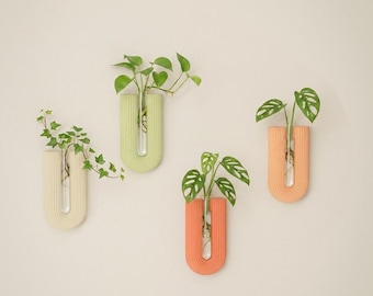 Wall Propagation Vase Minimalist Wall Holder for Glass Tubes 3D Printed Plant Decor