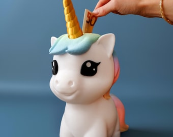 Schattige Spaarpot Eenhoorn Gelddoos voor Kinderkamerdecoratie 3D Geprinte Muntendoos Cadeau voor Meisjes Regenboog Decoratie Organizer