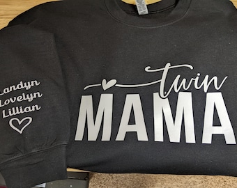 Personalized Twin Mama Sweatshirt-You Choose Color