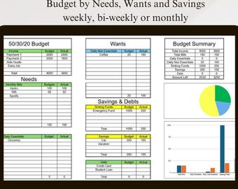50/30/20 Budget Excel Sheet