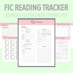 Printable Fanfic Reading Journal: 20-Page Tracker Bundle (Digital Download)