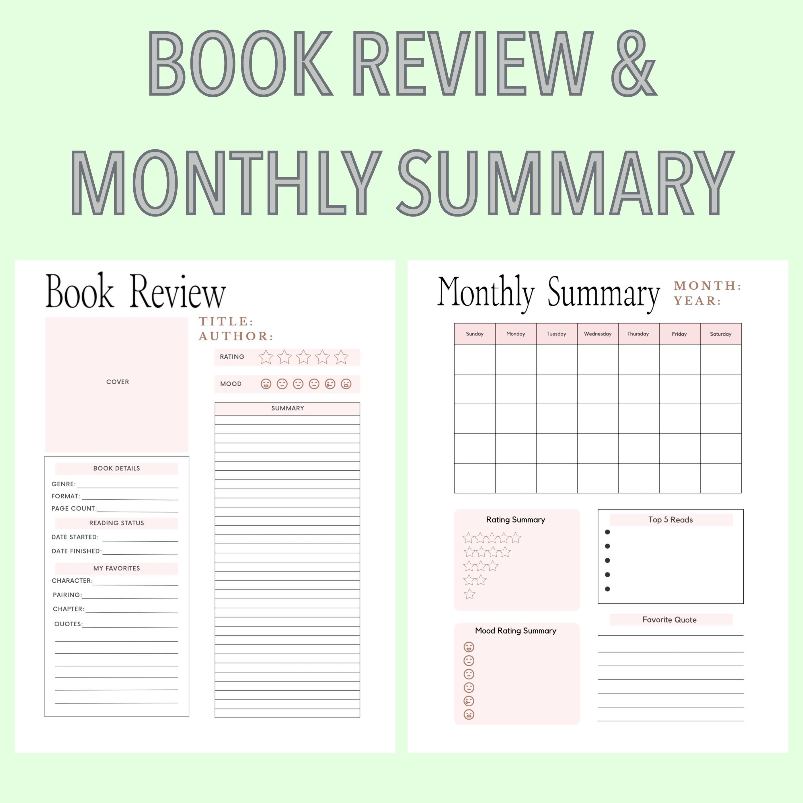 Printable Reading Journal | Digital Download | Book Tracking Journal ...