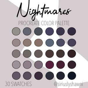 Nightmares Procreate Color Palette | 30 Color Swatches | Instant Download | Procreate Palette for iPad Illustration | Digital Color |