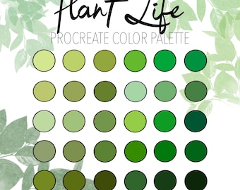 Plant Life Procreate Color Palette: 30 Green Swatches (Digital Download)