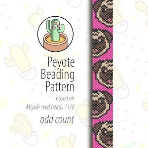 Può includere: Uno schema di perline peyote per un viso di carlino rosa e marrone. Lo schema è basato su perline Miyuki 11/0 e utilizza un conteggio dispari.