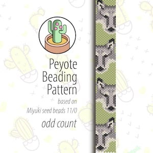 May include: A peyote beading pattern for a wolf face, based on Miyuki seed beads 11/0, with an odd count. The pattern is shown on a white background with a cactus illustration.