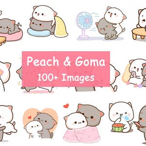 Pêche Goma 100+ fichiers JPEG haute qualité pour l'impression sur des tasses, des autocollants, des t-shirts, des affiches, des cartes, etc. • Art mignon de chat mochi • Clipart de chat kawaii