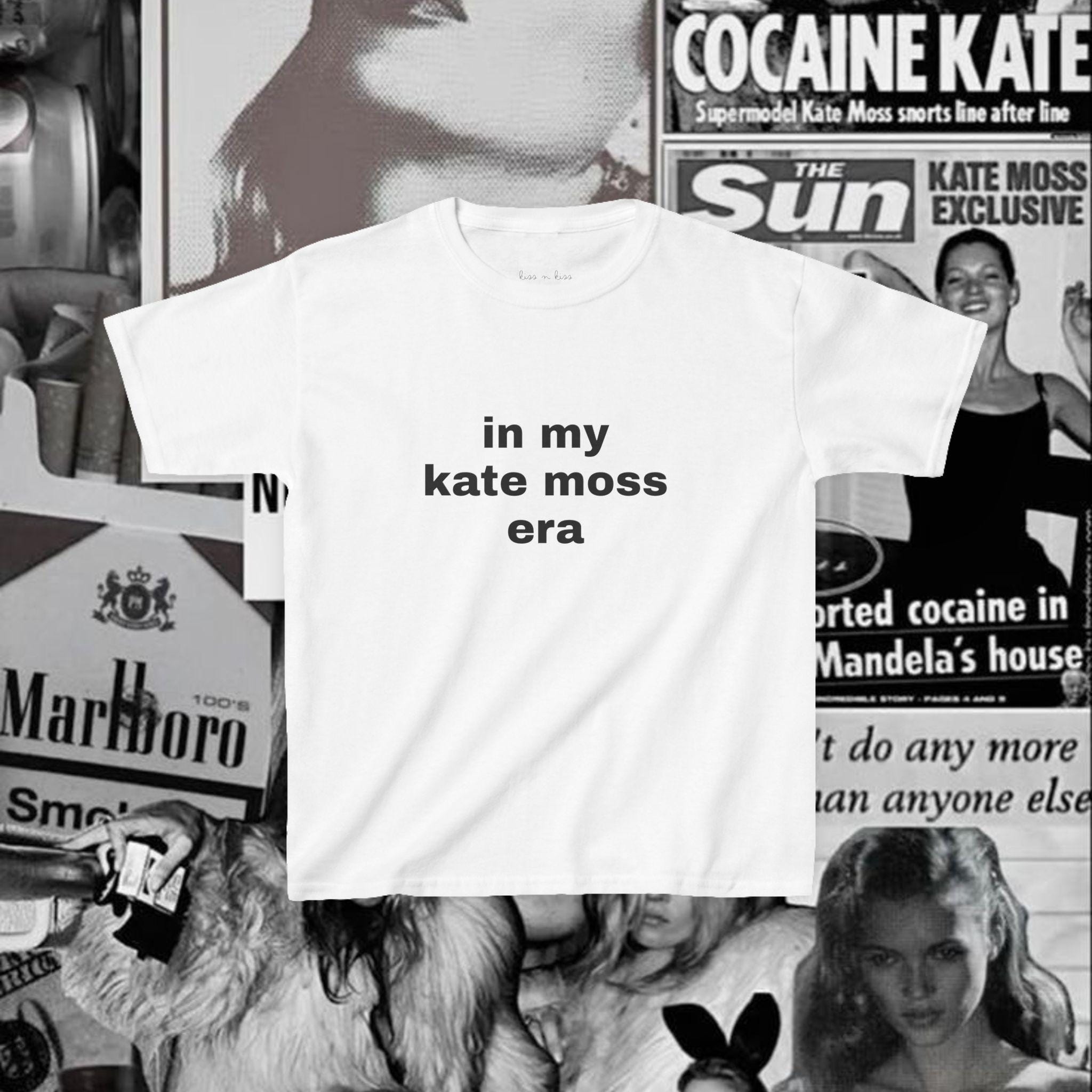 Y2K Baby Tee: In My Kate Moss Era, Model Off Duty Style
