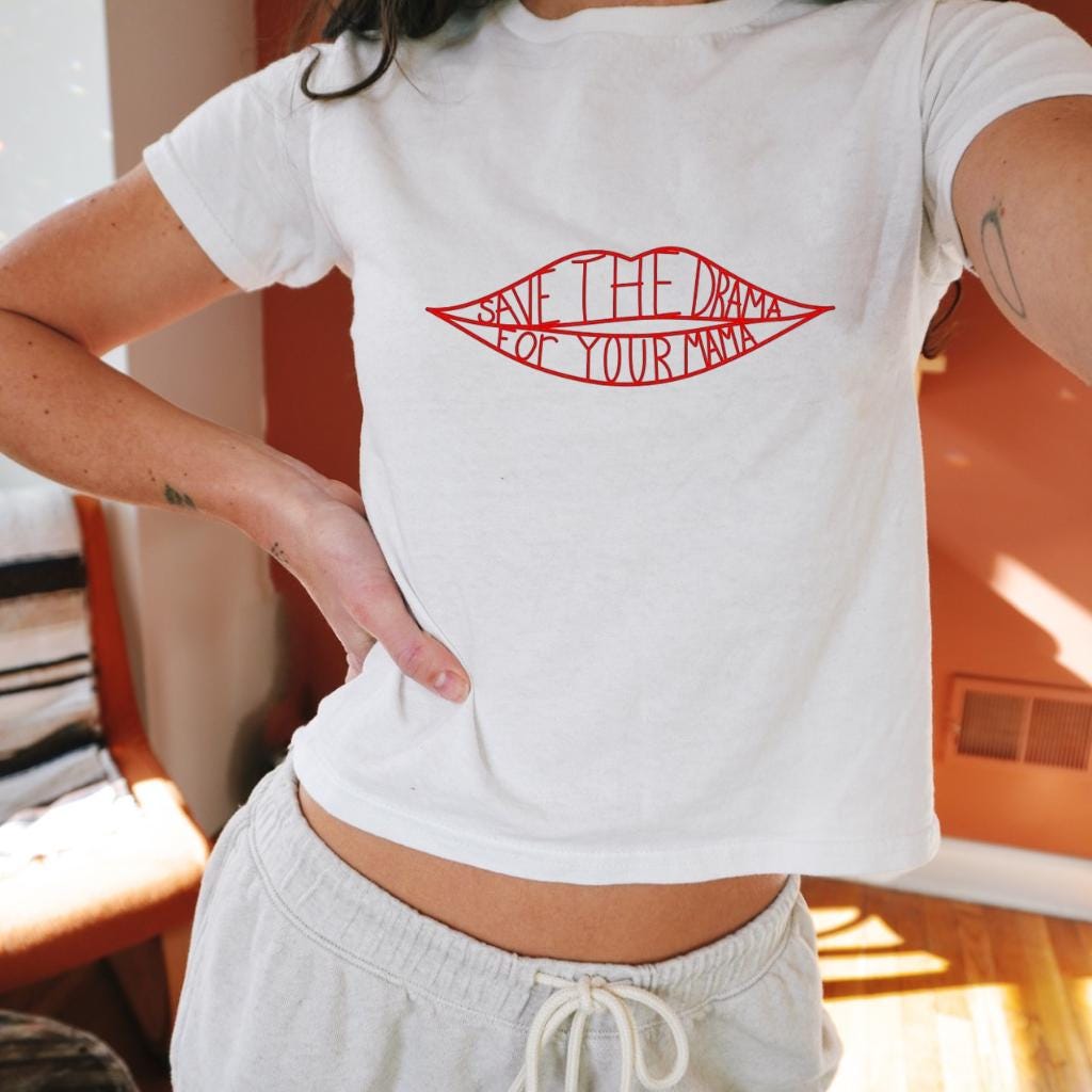 Save the Drama For Your Mama Baby Tee, Friends Series Rachel Green TShirt, TV Show Quote Tee, Funny 2000s Graphic Tee, Jennifer Aniston Tee