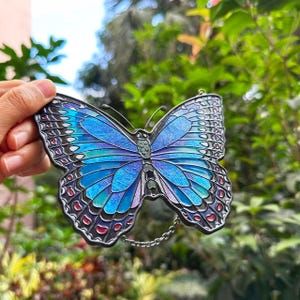Glass Sun Catcher,Butterfly Cat Sun Catcher,Stained Glass Sun Catcher,Gift for Garden Lovers,Glass Ornament,Cat Home Decor,Housewarming Gift image 14