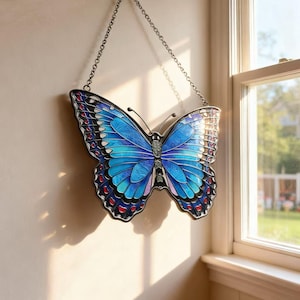 Glass Sun Catcher,Butterfly Cat Sun Catcher,Stained Glass Sun Catcher,Gift for Garden Lovers,Glass Ornament,Cat Home Decor,Housewarming Gift image 11